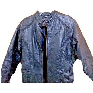 Cellini Black Leather Girls Size  Large long sleeve Zipup Jacket